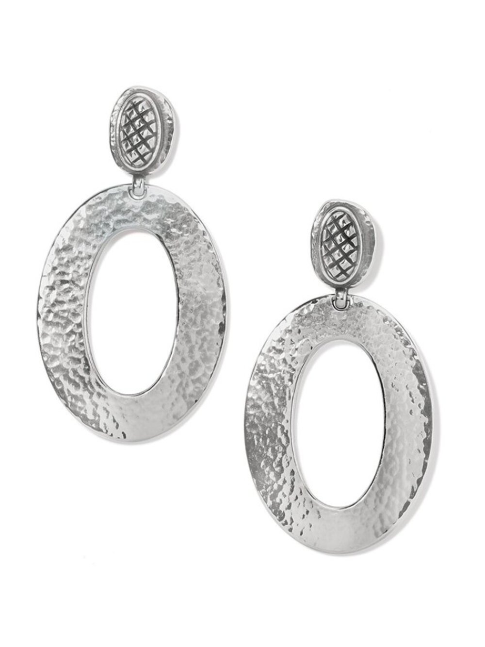 Brighton Hammered Silver Oval Drop Earrings